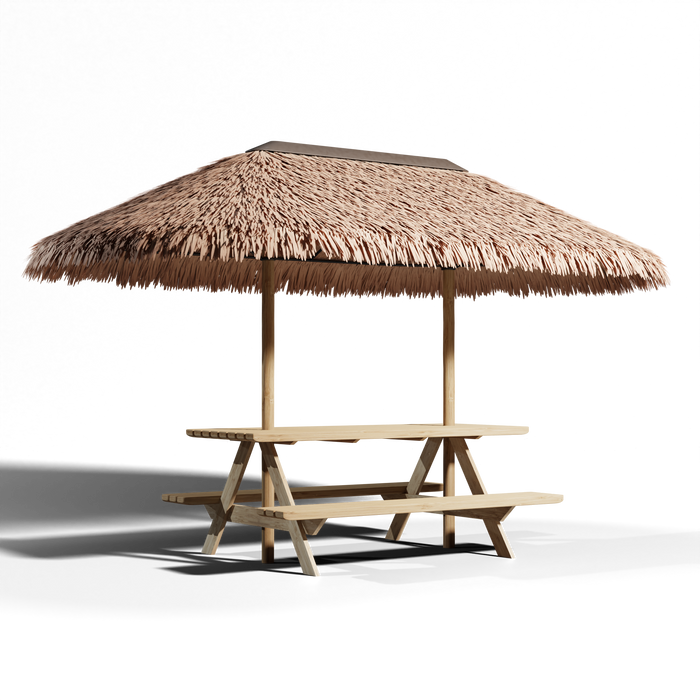 Mesa de picnic con techo de palma makuti - 2,2 x 3,5 m