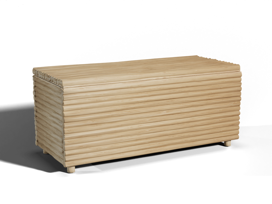 Wooden storage bench with lid