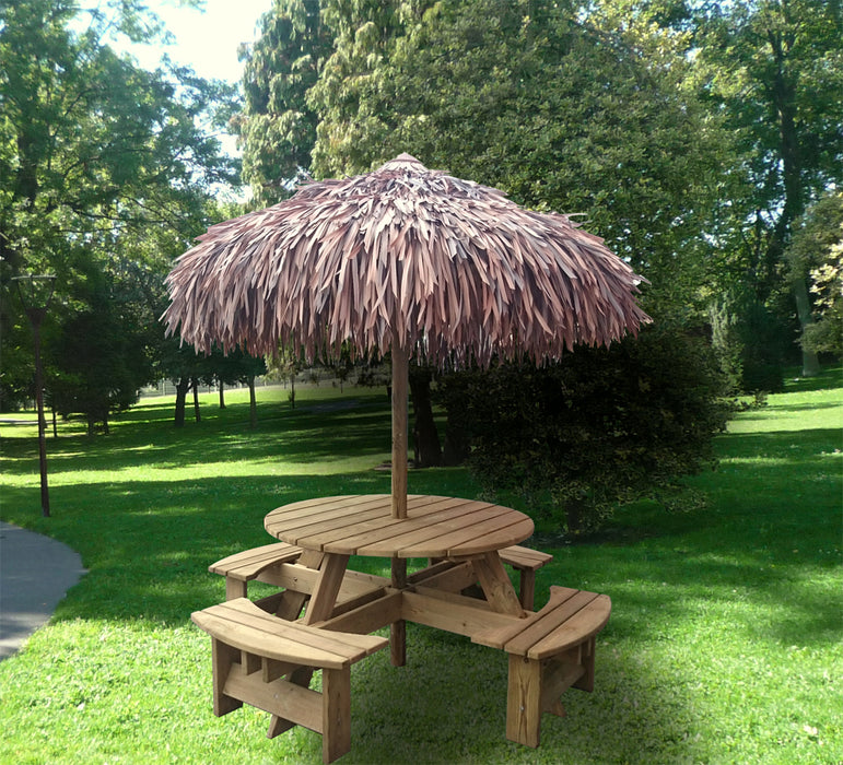 Mesa de picnic con sombrilla de palmera - Ø 2,2 m